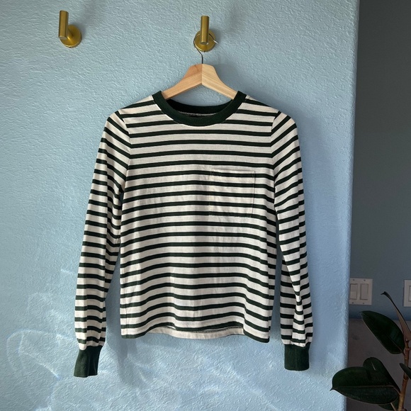 MADEWELL Long-Sleeve Tee in Eaves Green Stripe XXS - Picture 3 of 7